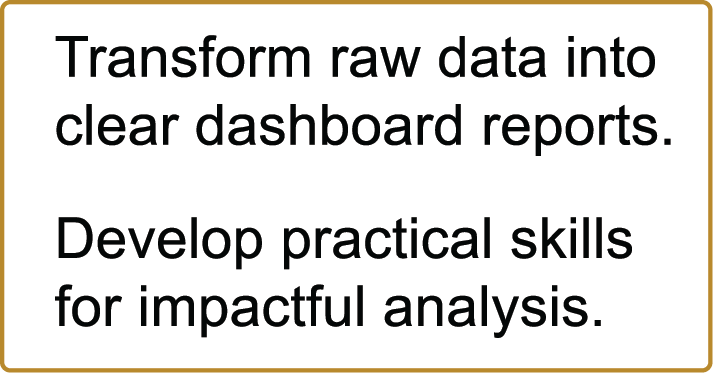 Transform raw data into clear dashboard results. Develop practical skills for impactful analysis.